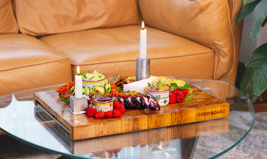 Image of the Good Board being used as a beautiful charcuterie board.
